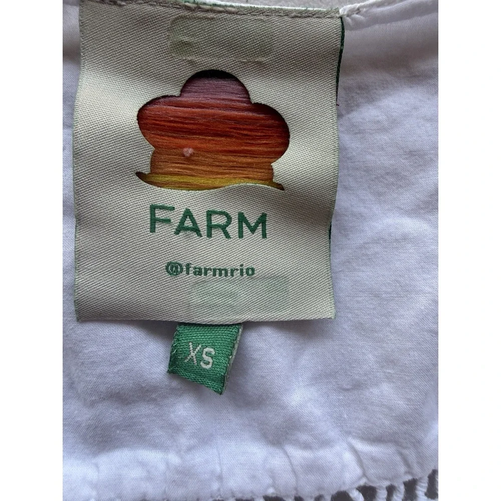 Farm Rio White Cotton Lace Long Sleeve Boho Crop Top XS